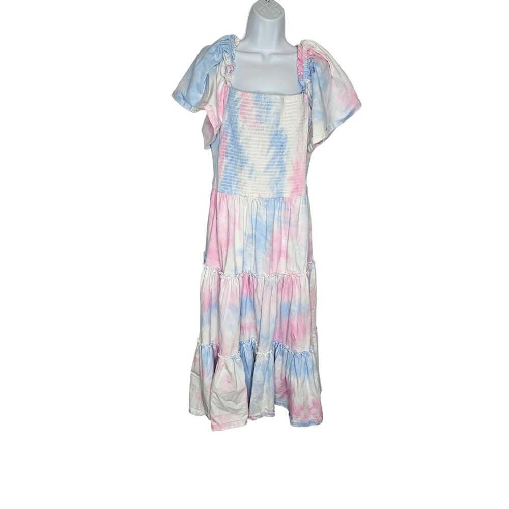 Ivy City Co Pastel Tie-Dye Midi Dress in Pink & Blue